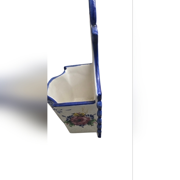 Vintage Vestal Alcobaça ceramic wall pocket vase Hand-Painted Ceramic Wall Decor - Picture 3 of 6